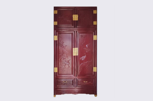 赛罕高端中式家居装修深红色纯实木衣柜